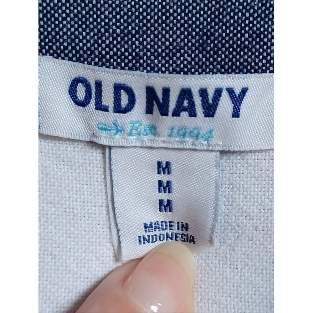 Old Navy Shirt Dress Women M Blue White Striped Sleeveless Cotton Nautical Beach - Picture 4 of 8